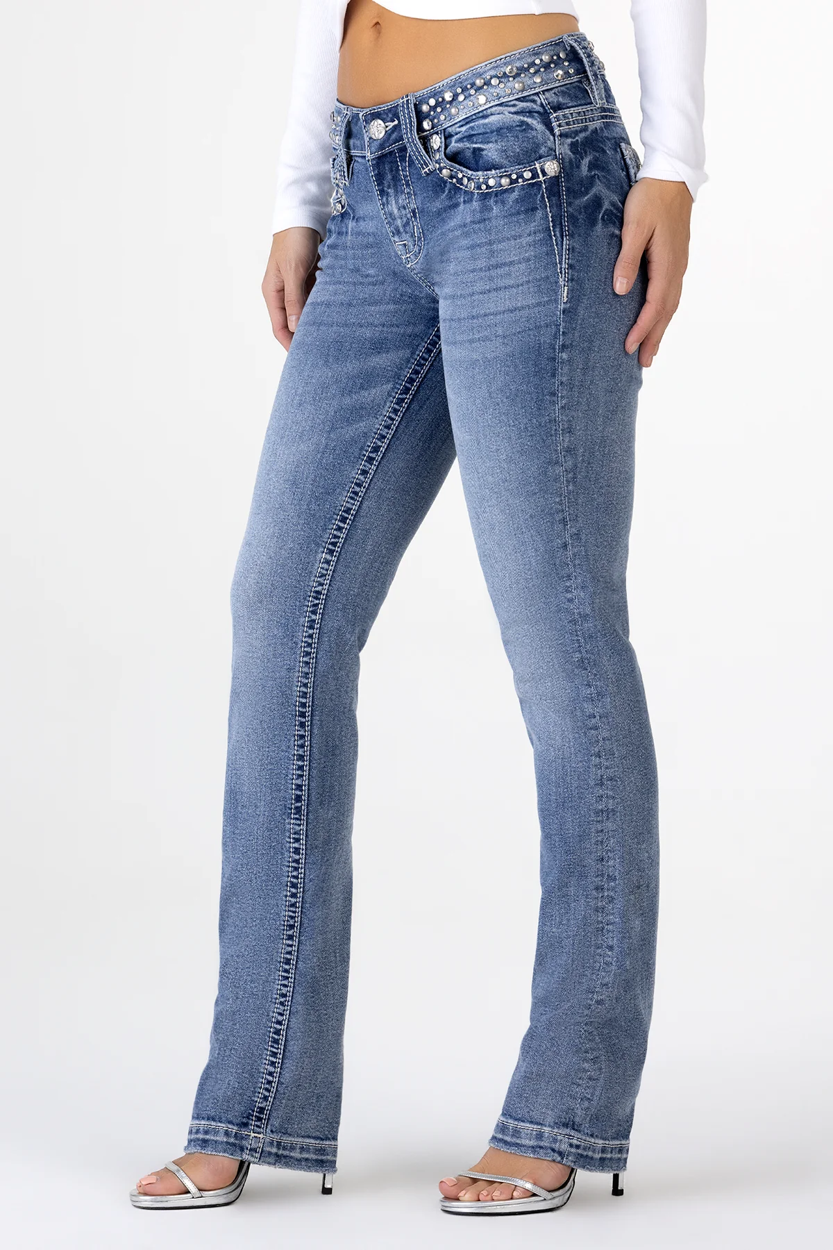 Clara Rhinestone Straight Jeans - Image 3
