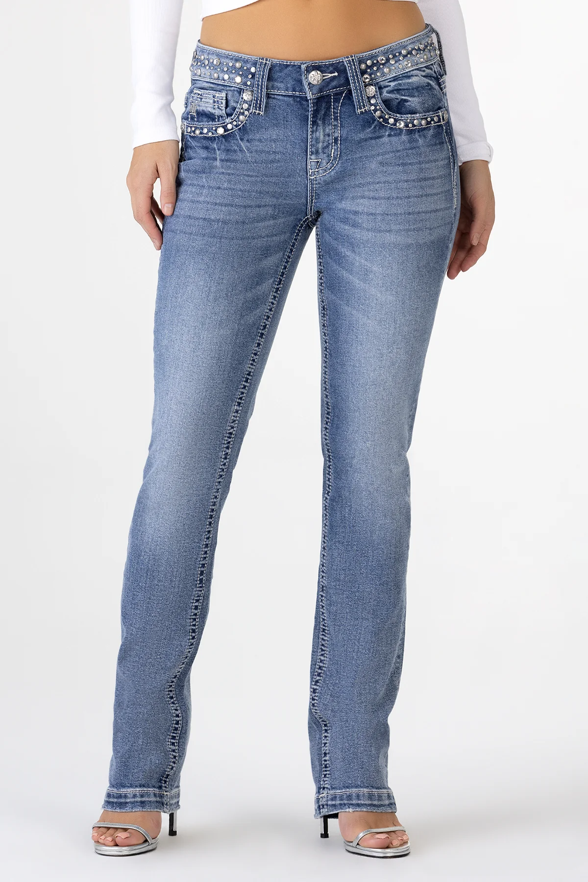 Clara Rhinestone Straight Jeans - Image 4
