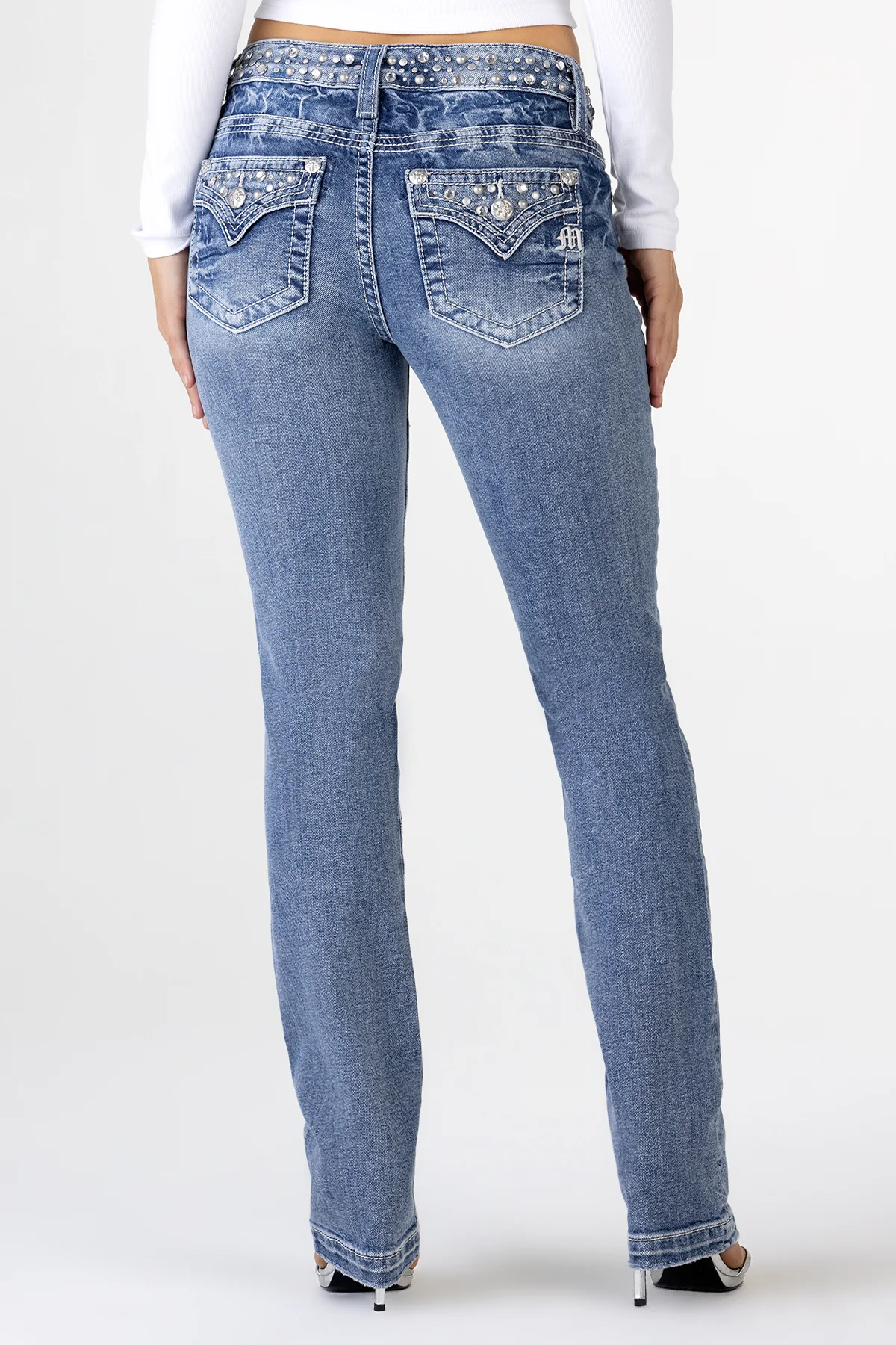 Clara Rhinestone Straight Jeans - Image 6