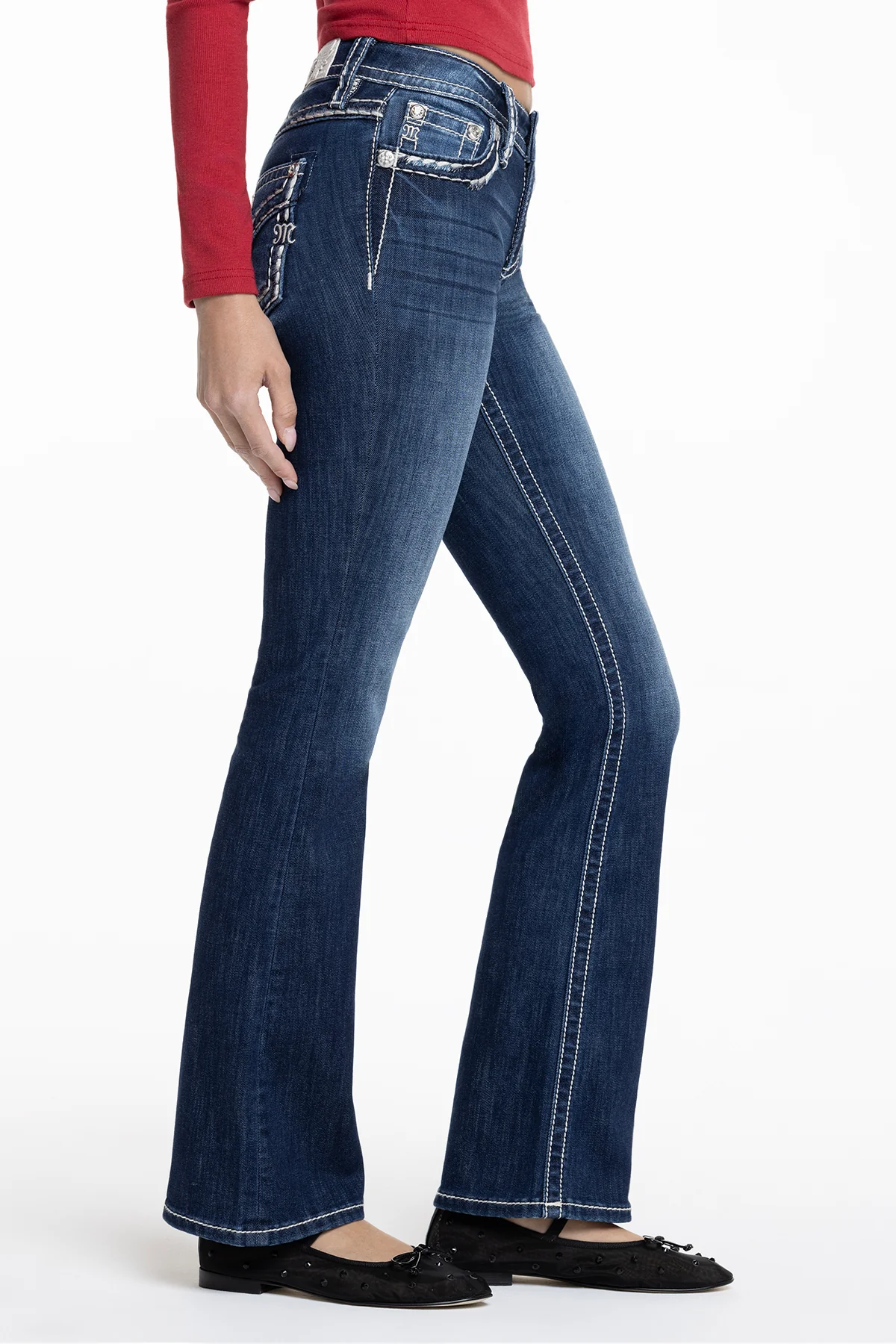 Classic Saddle Stitch Bootcut Jeans - Image 3
