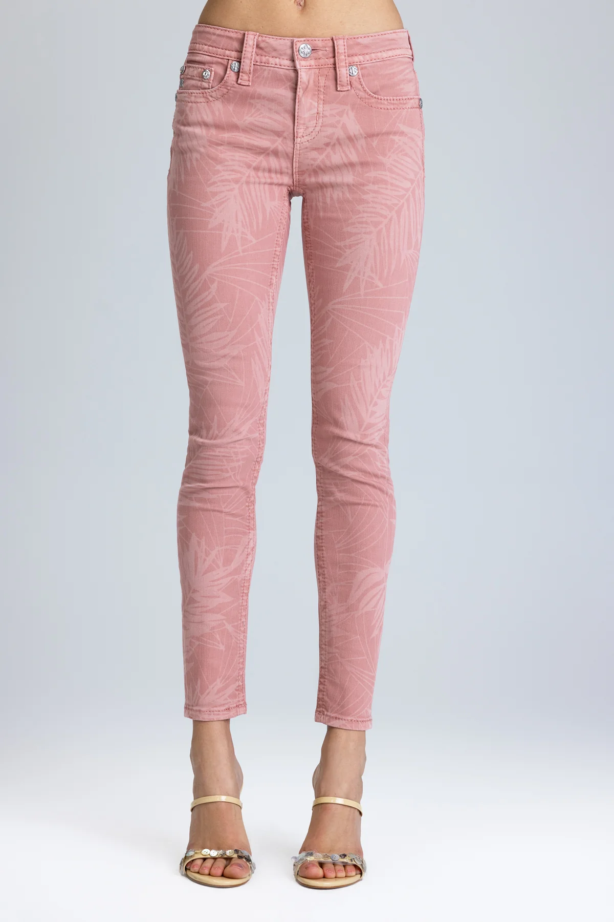 Coral Leaves Skinny Jeans - Image 5