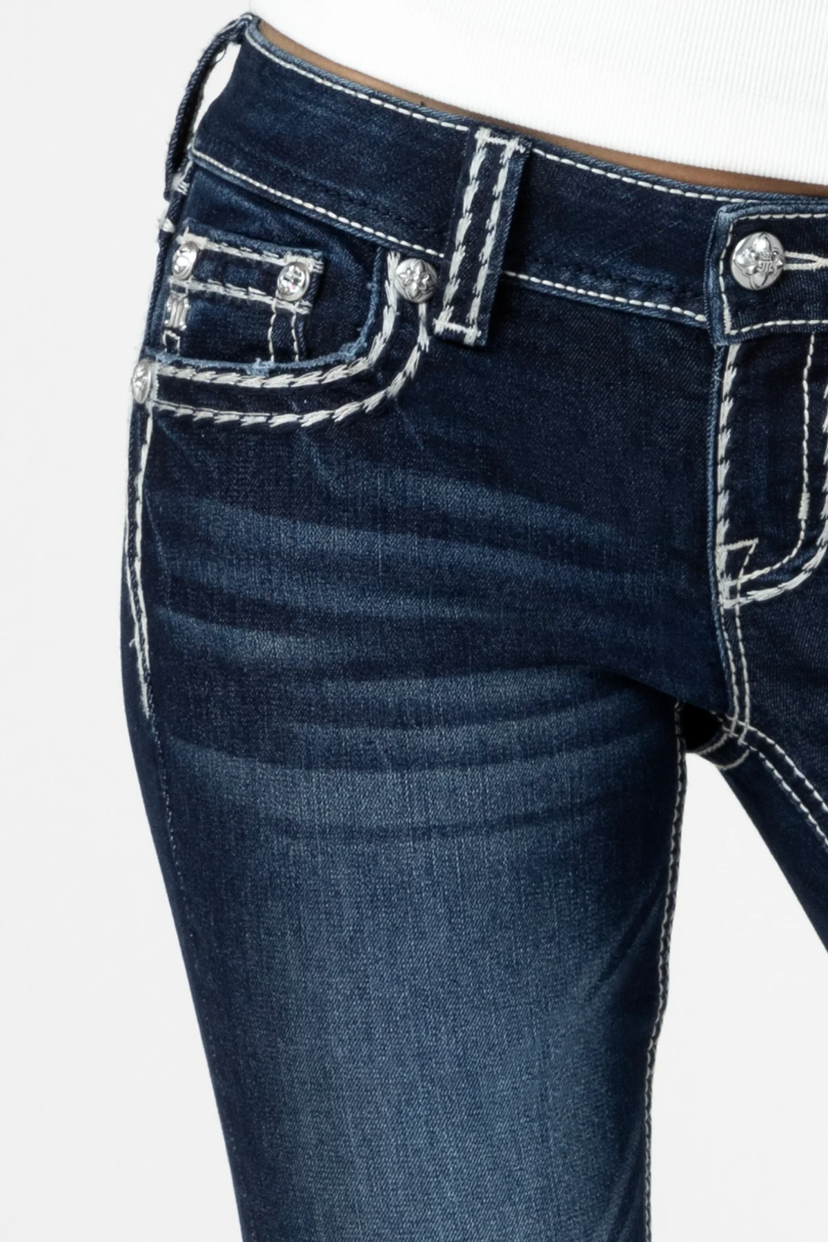Loose Saddle Stitch Border Bootcut Jeans - Image 4
