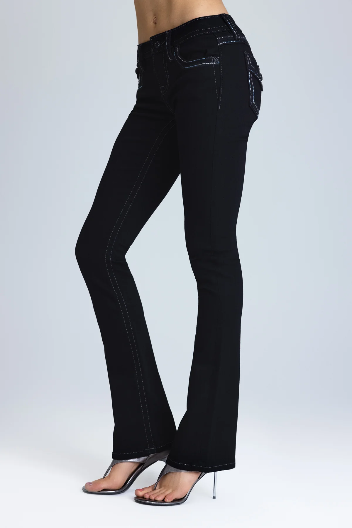Metallic Classic Black Bootcut Jeans - Image 5