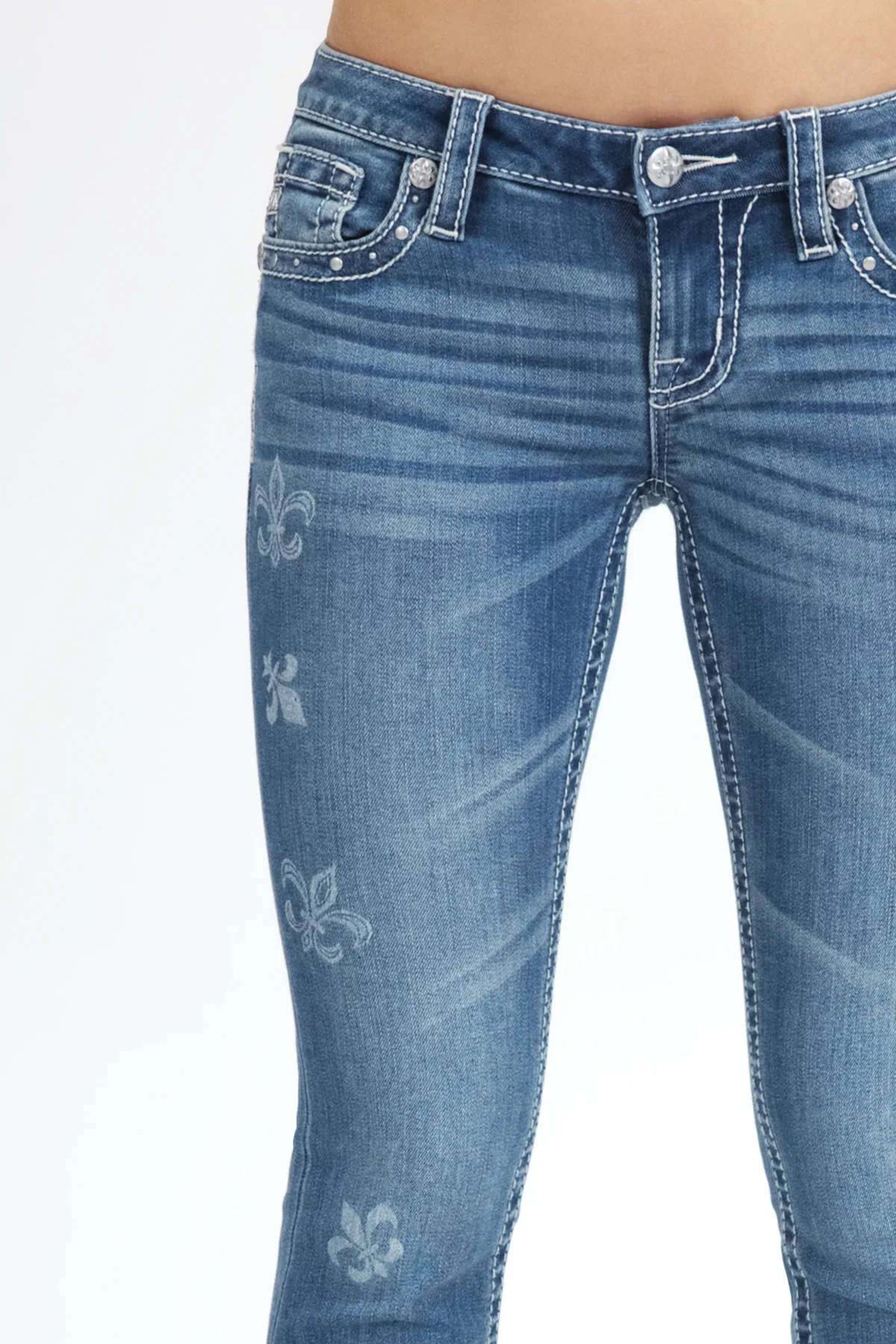 Scattered Fleur Low Rise Slim Bootcut Jeans - Image 3