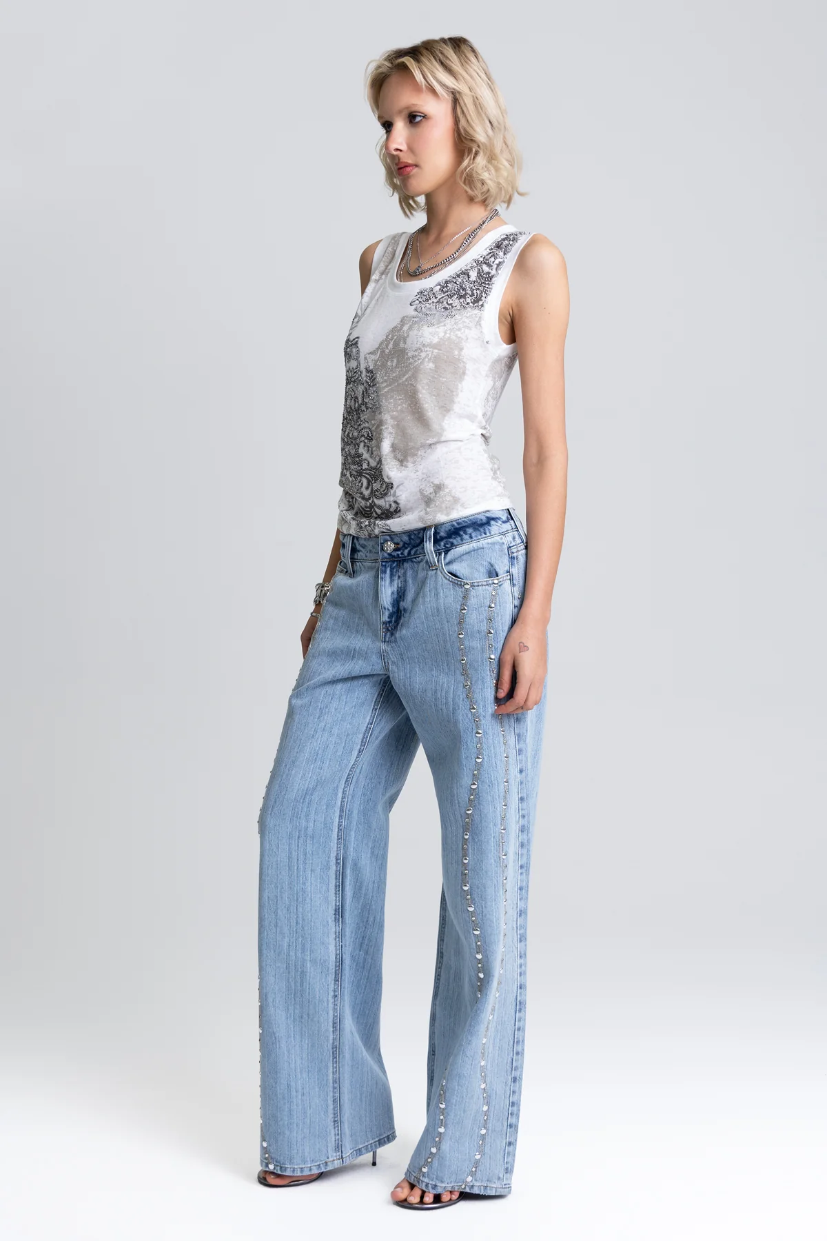 Serafina Studded Wide Leg Jeans - Image 4