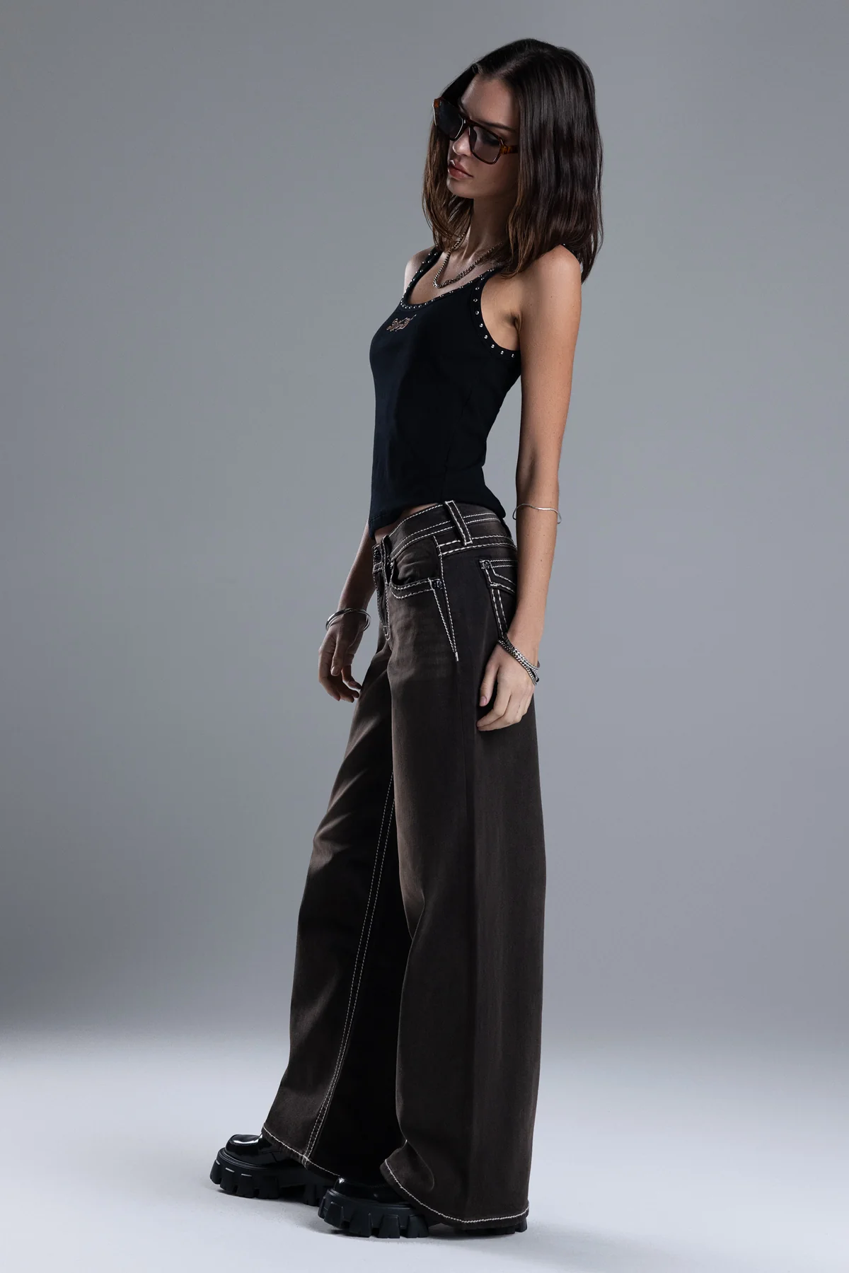 Sevryn Stitched Wide Leg Jeans - Image 4