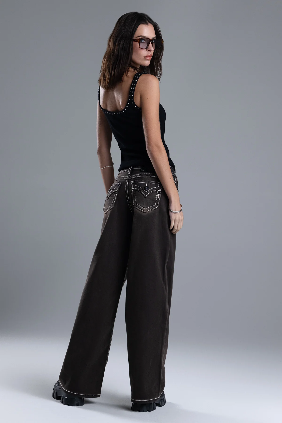 Sevryn Stitched Wide Leg Jeans - Image 5